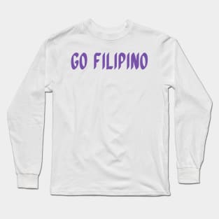 Go Filipino (Ube Text Logo) Long Sleeve T-Shirt